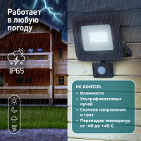 Прожектор светодиодный уличный ЭРА LPR-041-2-65K-050 50Вт 6500К 4000Лм IP65 датчик движения регулируемый'