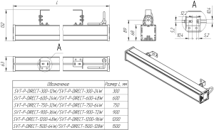 LED светильник SVT-P-DIRECT-600-16W-LV-36V DC'